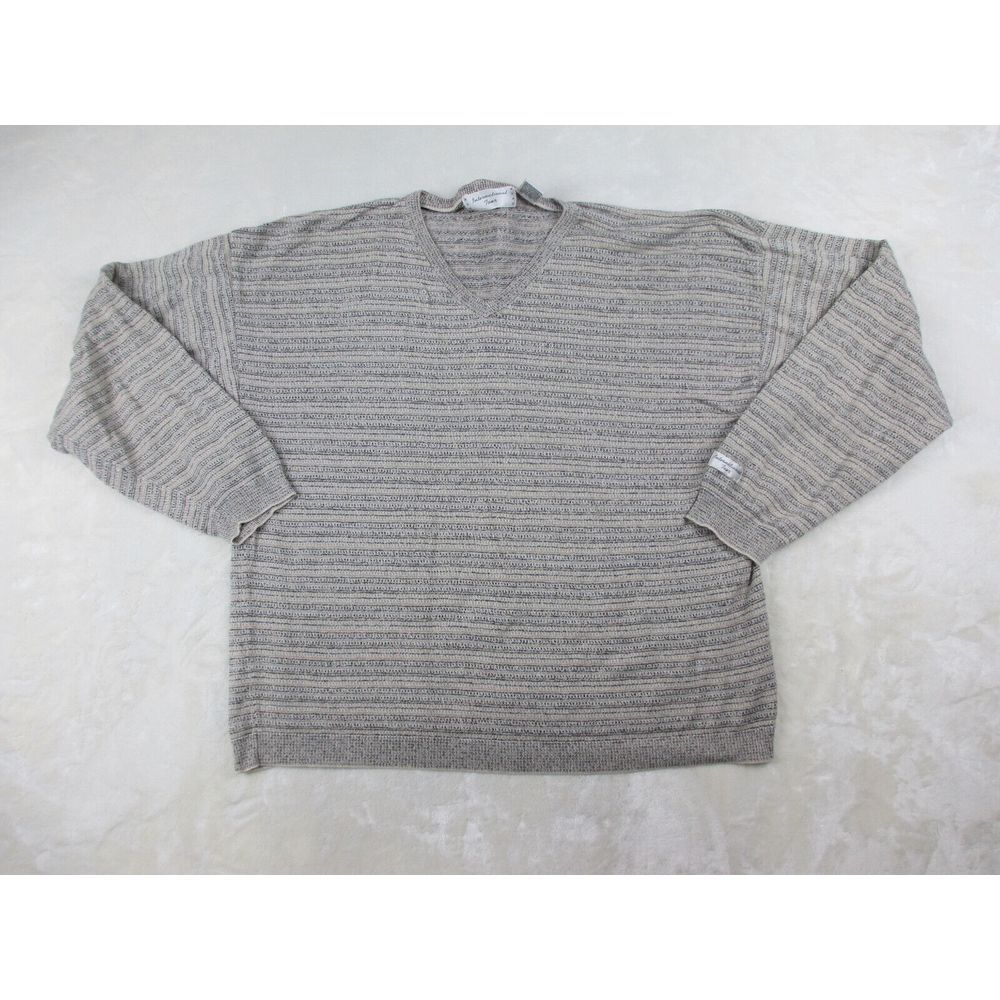 VINTAGE Izod Sweater Mens Large Brown International Tour V Neck Pullover Grandpa